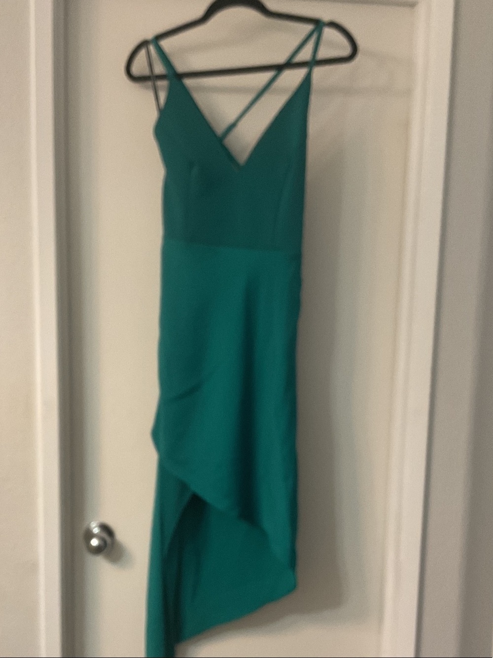 Marciano Teal Strappy V-Neck High-Low Dress